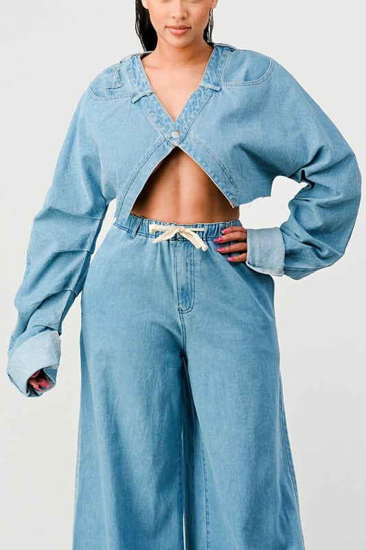 Irregular denim top