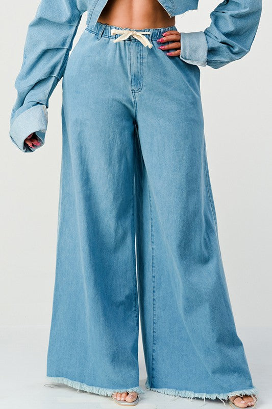 WIDE LEG DENIM PANTS