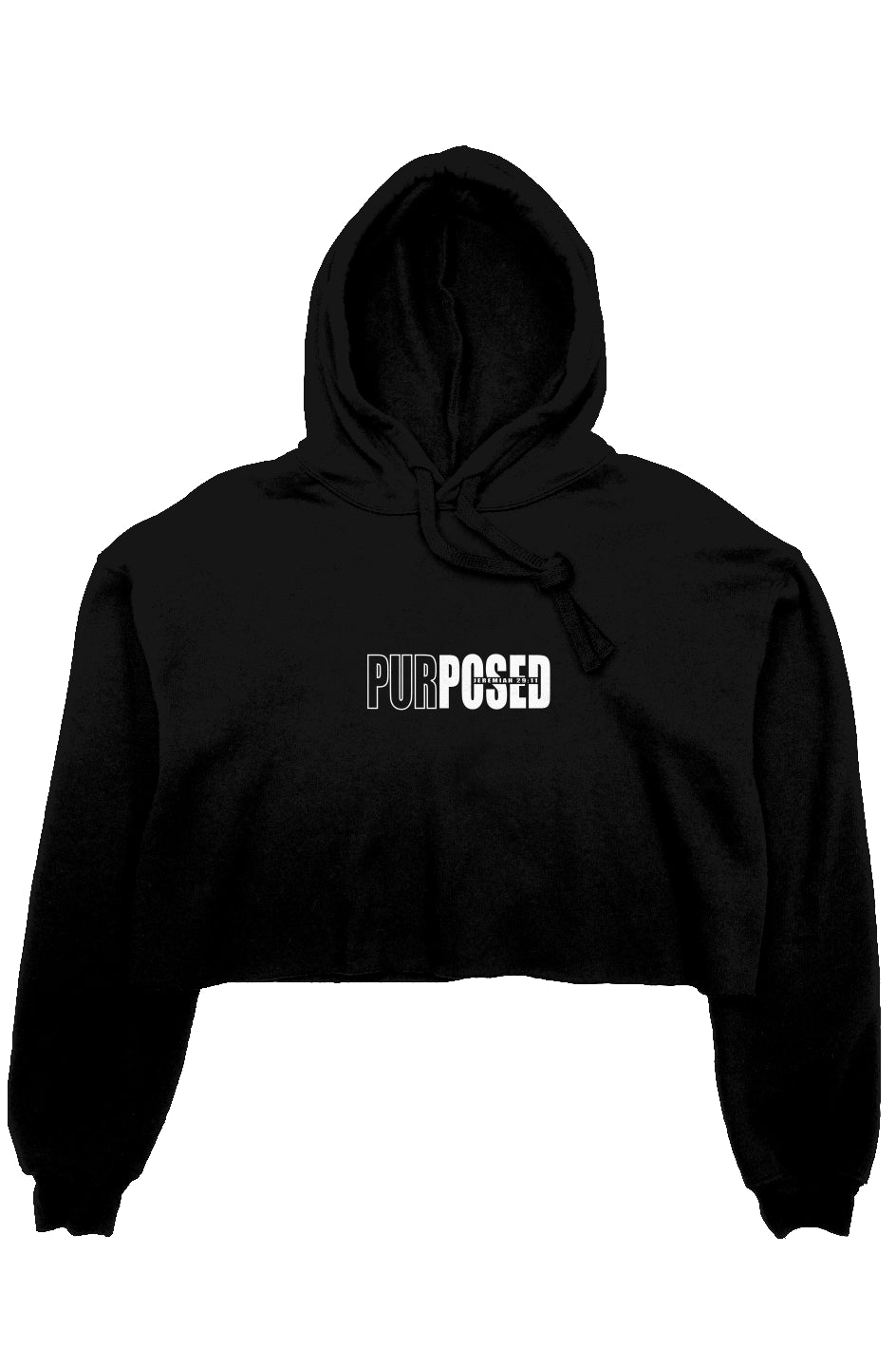 PURPOSED crop fleece hoodie-BLACK