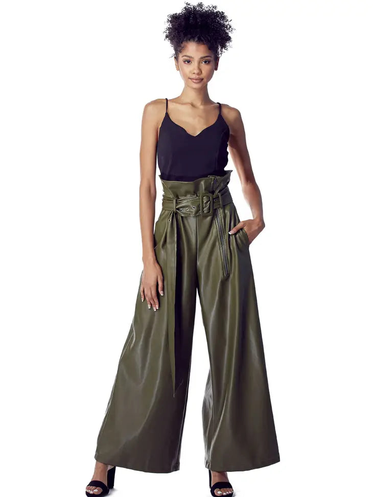 High Waist Vegan Leather Pants