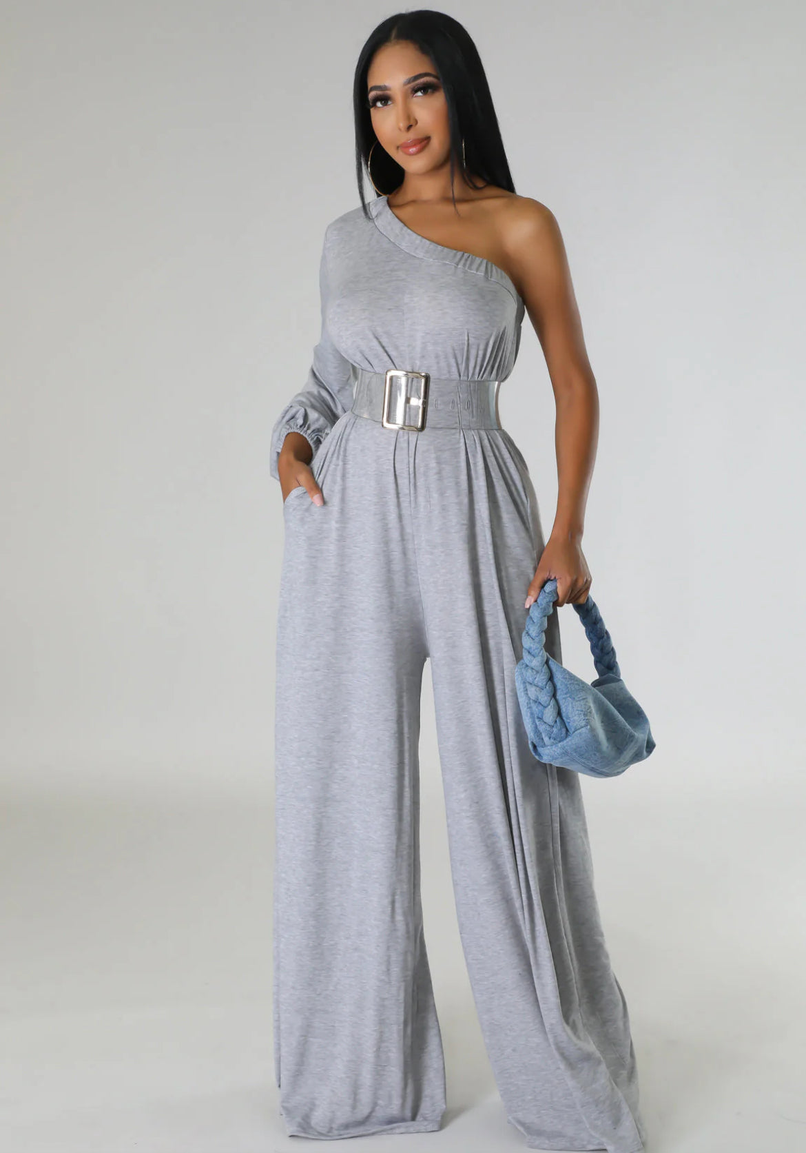 Chic Charcoal Asymmetry Jumpsuit